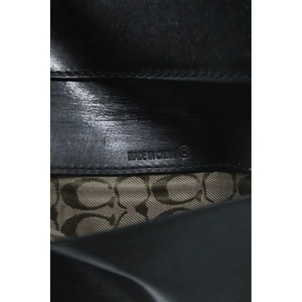 Coach Womens Leather Bi-Fold Checkbook Wallet Black